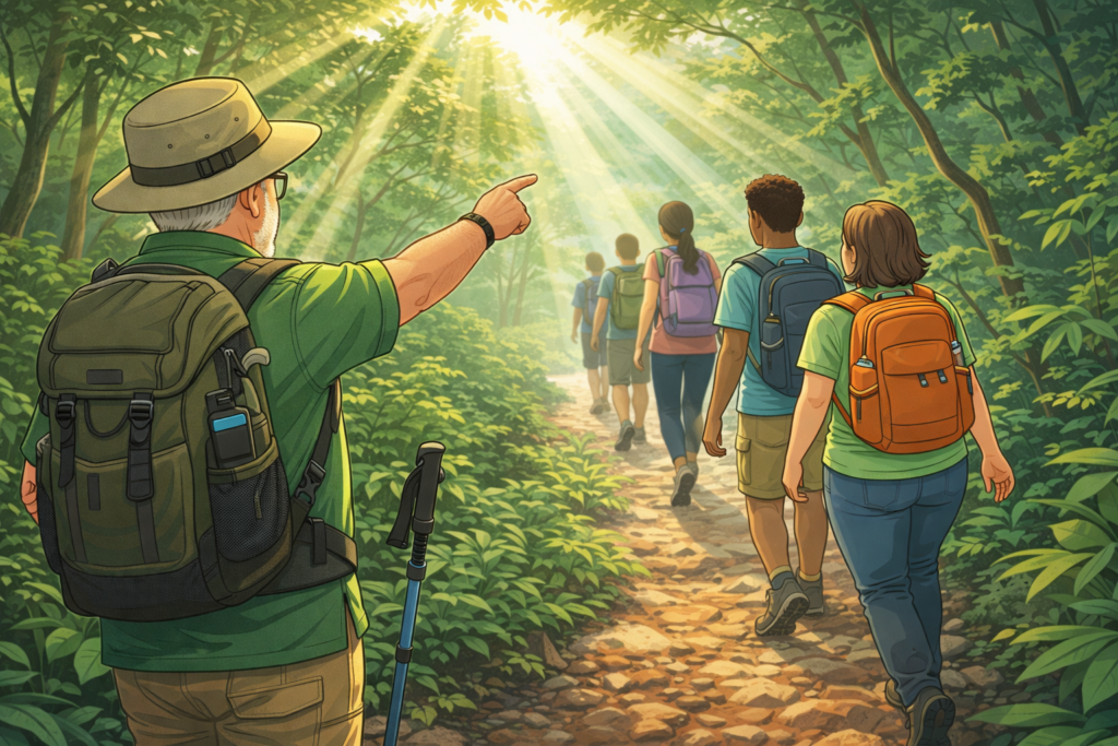 Guia de Turismo fazendo trilha com turistas