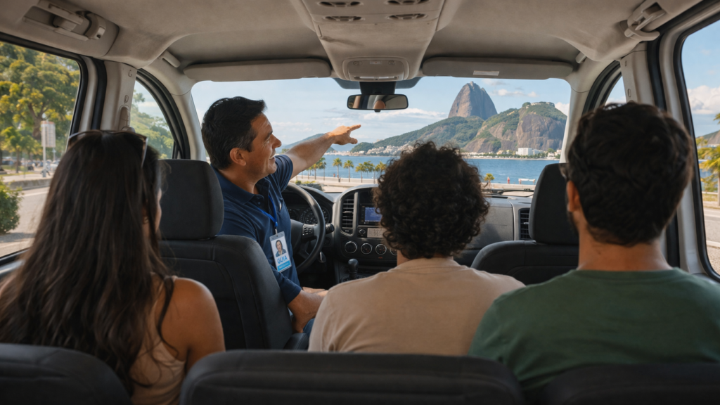 Guia de Turismo motorista explica o atrativo para turistas